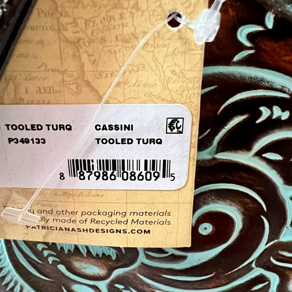 NWT Patricia Nash Tooled Turquoise Leather Cassini - Picture 5 of 5